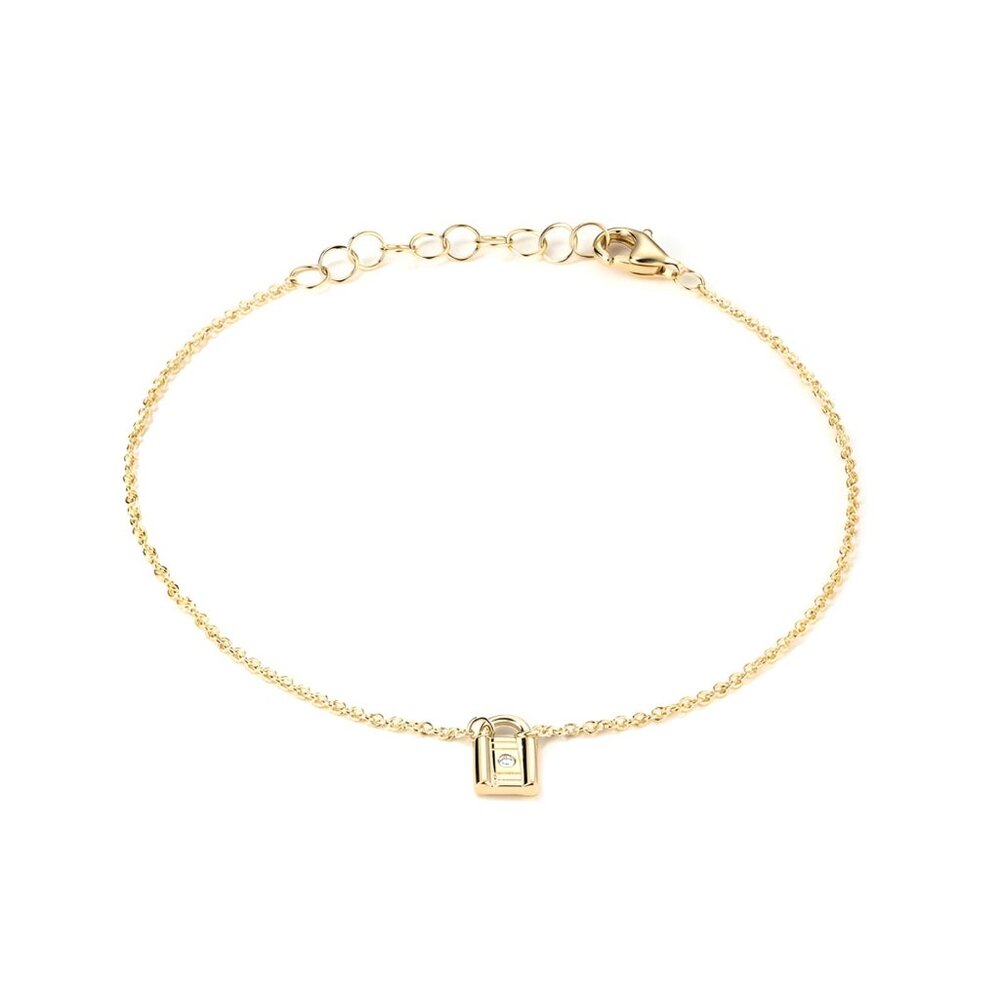 Mini Lock Diamond 14K (or 18k upon request) Yellow Gold Bracelet